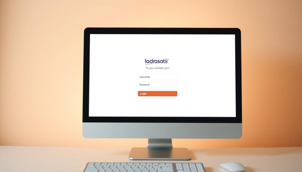 a computer desktop interface with a login screen for the "madrasati" educational platform. the screen is centered, with a simple white background and warm, diffused lighting. the login form is prominently displayed, with fields for entering a username and password. the madrasati logo is visible in the top corner, and the overall design is clean, modern, and intuitive, reflecting the platform's purpose of facilitating online learning. the composition emphasizes the login process, making it the focal point of the image.