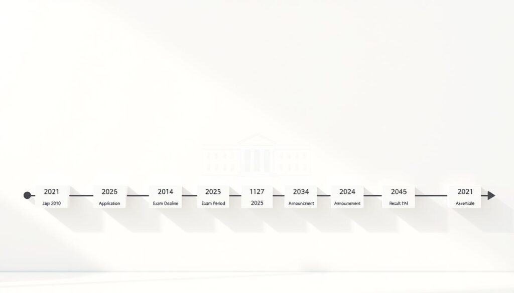 a detailed timeline illustration depicting the student results announcement process for the year 2025. set against a clean, minimalist backdrop, the foreground features a series of neatly organized, vertically aligned date markers with corresponding milestones, such as "application deadline", "exam period", and "results announcement". the middle ground showcases a stylized academic building or university insignia, conveying the scholastic setting. the background is subtly textured, evoking a sense of professionalism and institutional credibility. soft, directional lighting casts subtle shadows, creating depth and emphasizing the timeline's structure. the overall aesthetic is modern, organized, and visually appealing, reflecting the efficient and transparent nature of the student results announcement process.