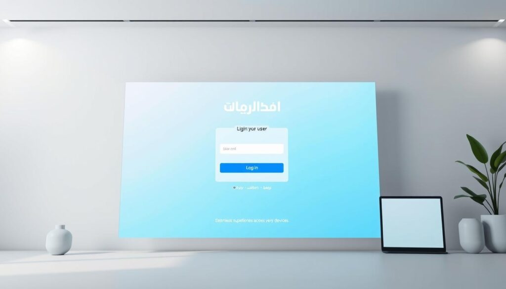 a modern, sleek digital platform with a clean, minimalist interface. the homepage prominently displays the "منصة مدرستي" logo against a soft, gradient background. in the center, a large login window invites users to enter their credentials, with the login button subtly highlighted. the overall atmosphere is professional yet approachable, conveying the platform's purpose of facilitating seamless educational experiences across various devices. soft lighting illuminates the scene, creating a sense of clarity and focus. the camera angle is slightly elevated, providing a comprehensive view of the login interface and surrounding elements.