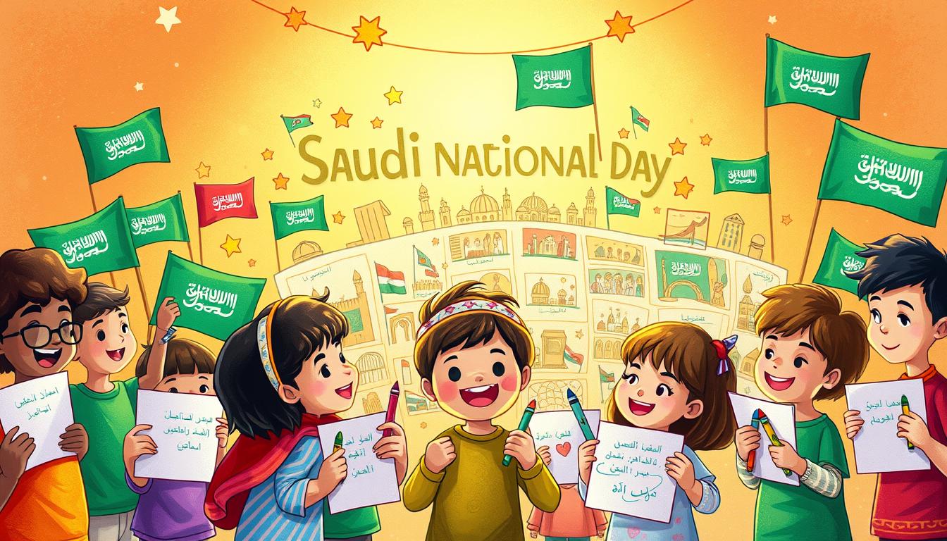أفكار لعمل رسمة عن يوم التأسيس السعودي 1447 للأطفال