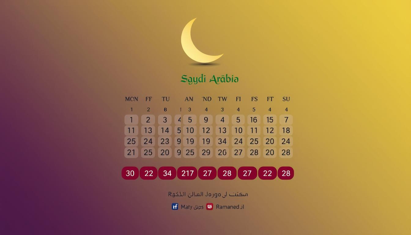 تقويم شهر رمضان ١٤٤٧ كم يوم في السعودية مع الهلال